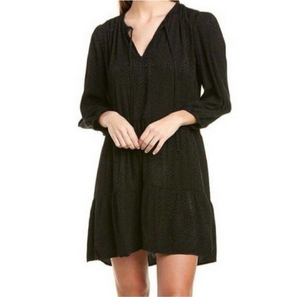 Nation Ltd Dresses & Skirts - Nation Ltd Womens Dress Liza Black Leopard Animal Trapeze Mini Tiered Ruffle M